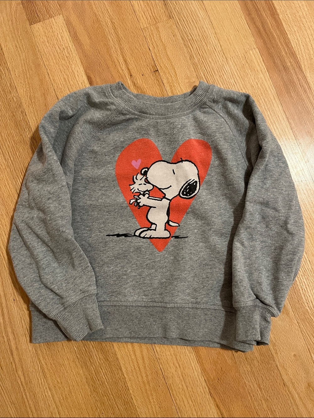 Hanna Andersson Peanuts Valentine's French Terry Sweatshirt size 5 110cm